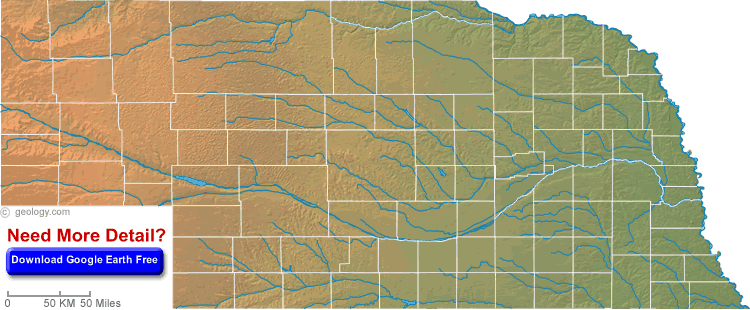 Nebraska Physical Map