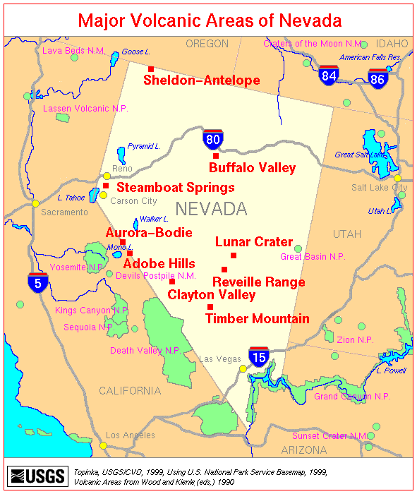 Map Nevada volcanics