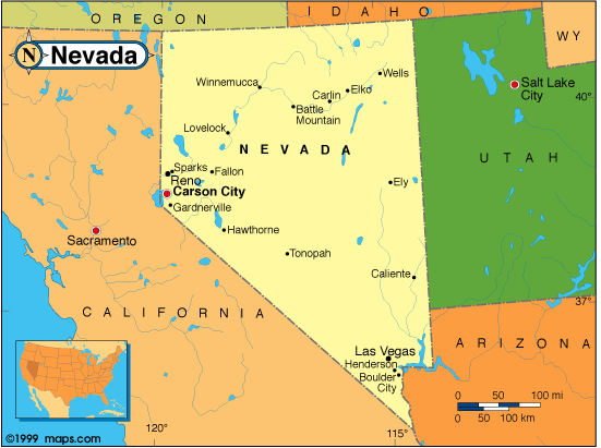 Yerington Nevada Map, United States