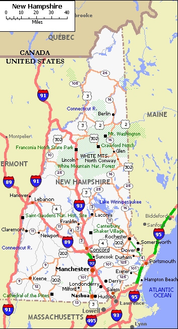 New Hampshire Map United States