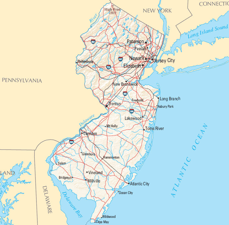 New Jersey State Map US
