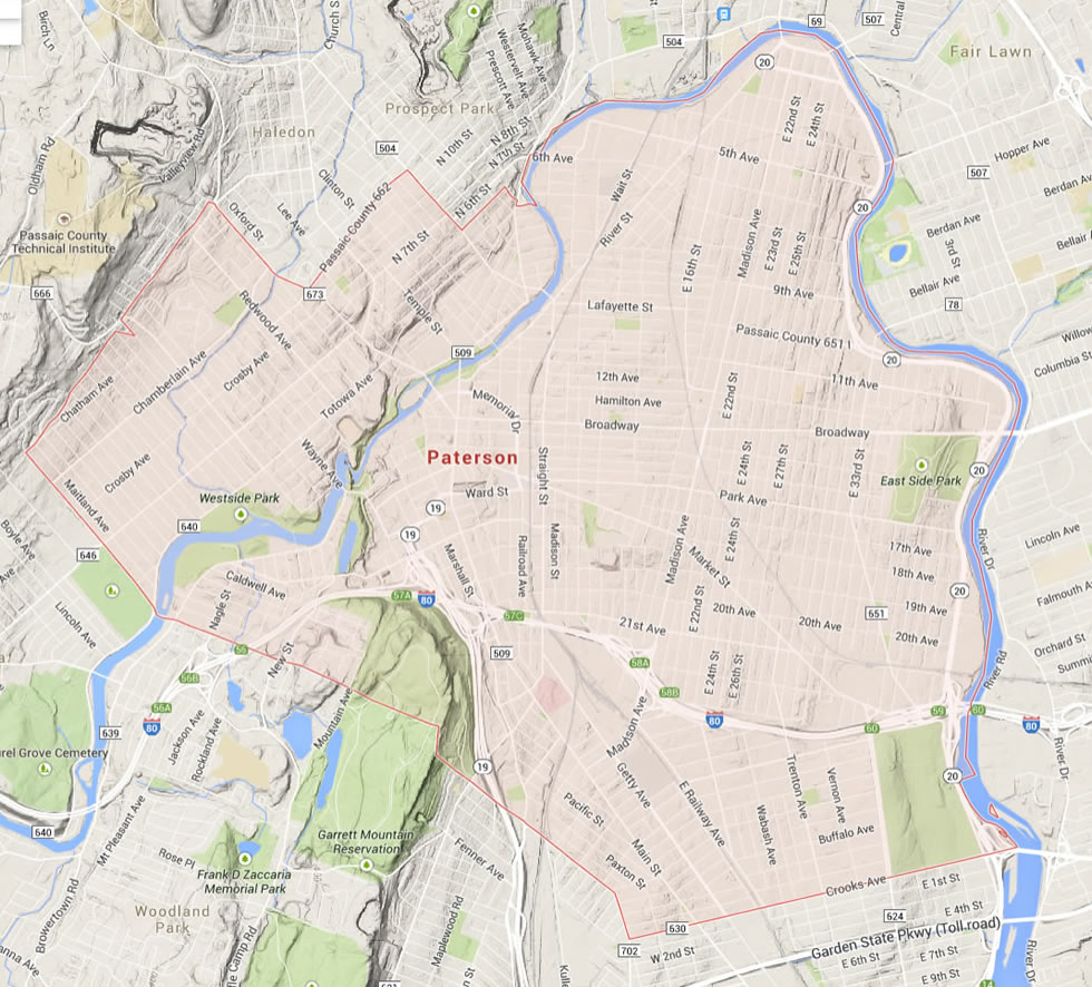 Paterson New Jersey Map
