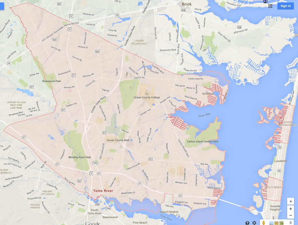 Toms River New Jersey Map