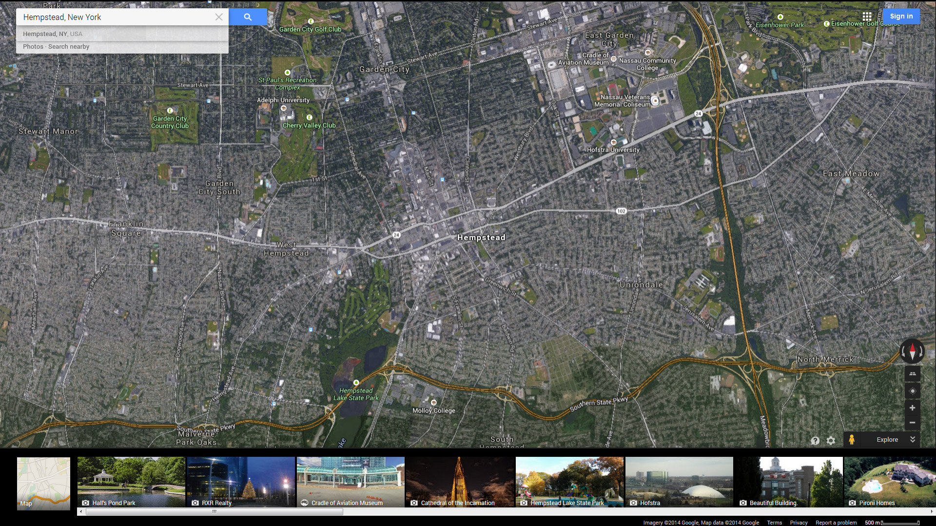 hempstead map new york us satellite