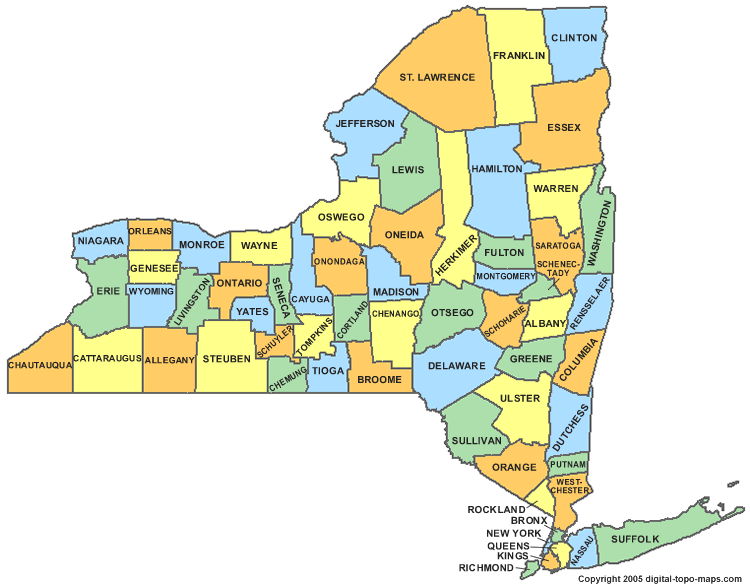 new york county map New York County Map