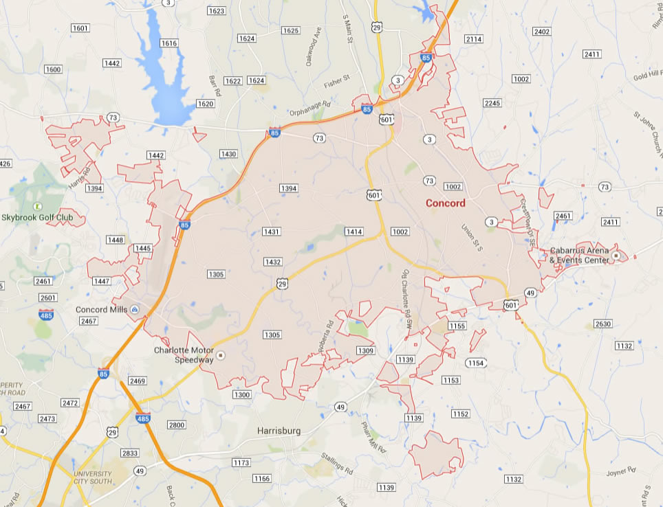 Concord North Carolina Map