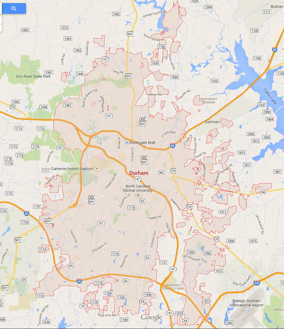 Durham North Carolina Map