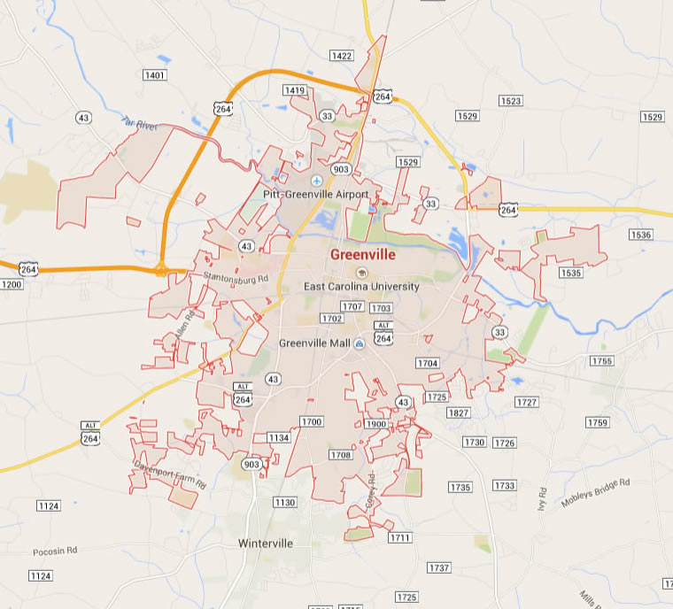 Greenville, North Carolina Map