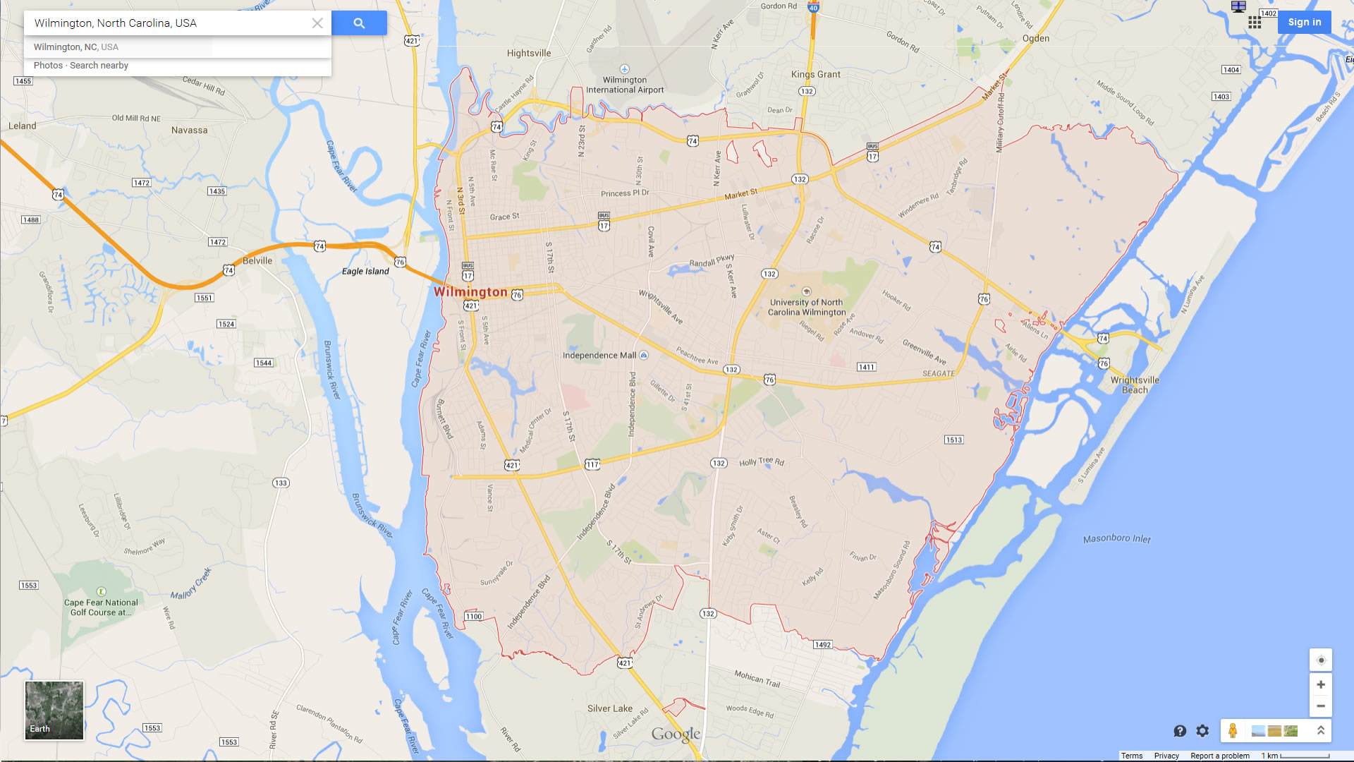 Wilmington, North Carolina Map