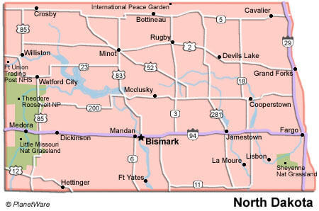 north dakota city map
