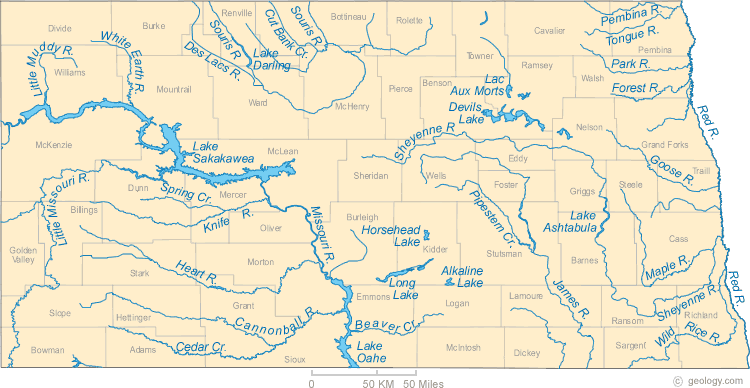 north dakota rivers map
