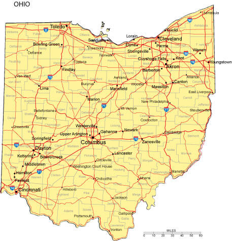 Cities Map of Ohio US