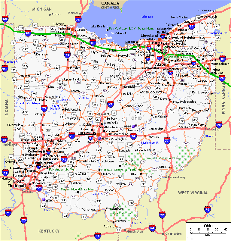 Ohio Road Map US