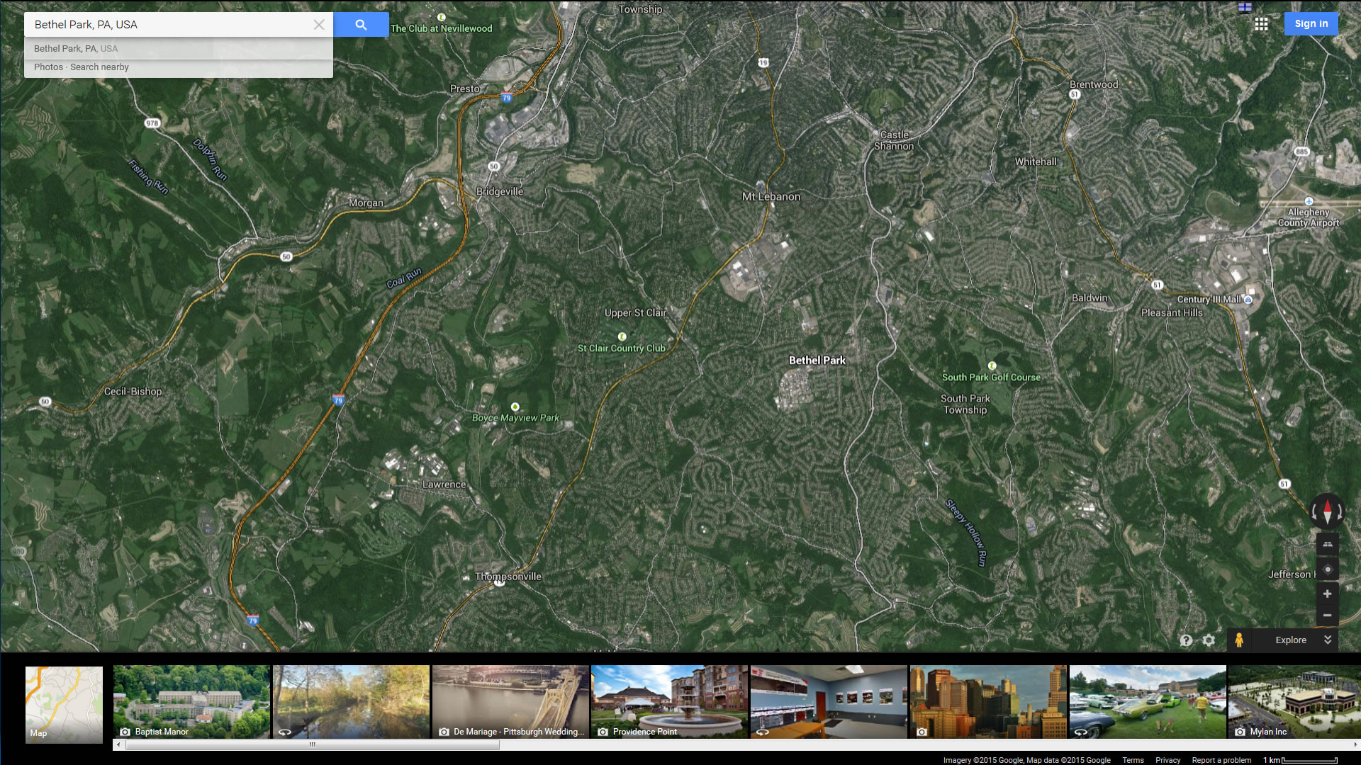 bethel park map pennsylvania us satellite