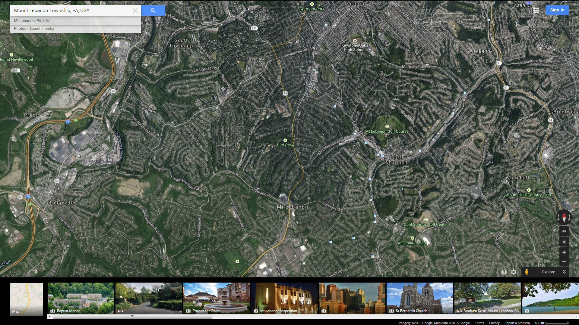 mount lebanon township map pennsylvania us satellite