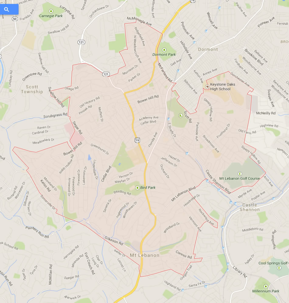 mount lebanon township pennsylvania map usa
