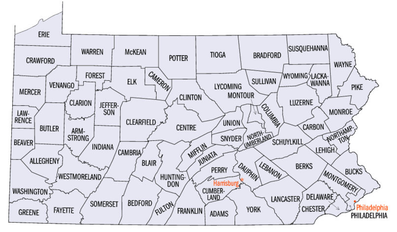 pennsylvania counties map usa