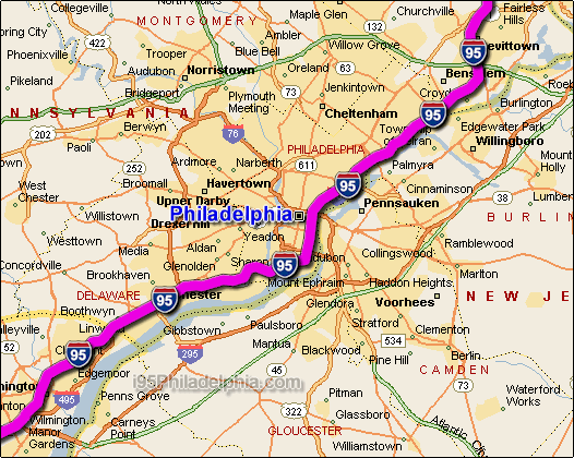 philadelphia map interstate 95