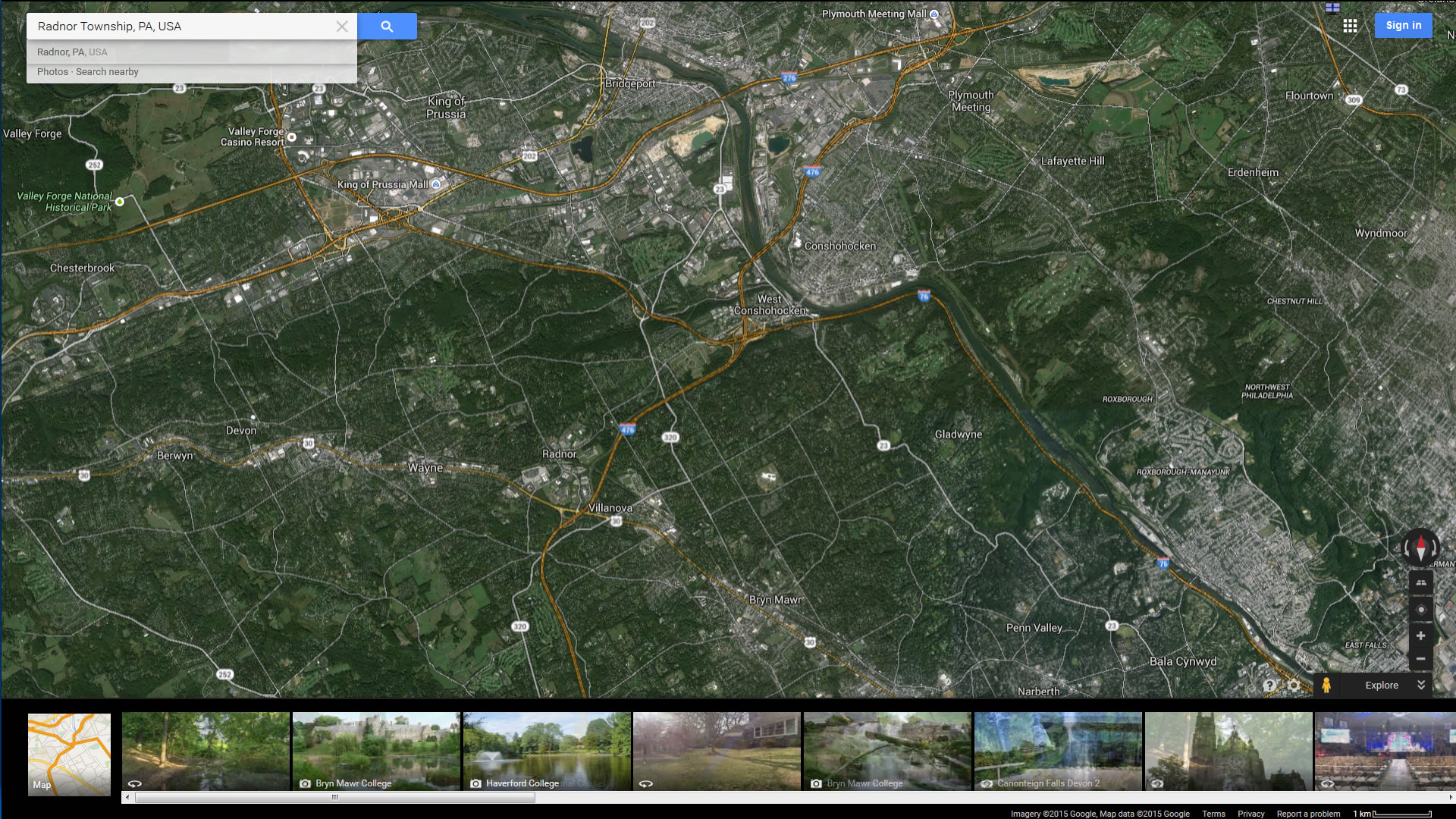 radnor township map pennsylvania us satellite