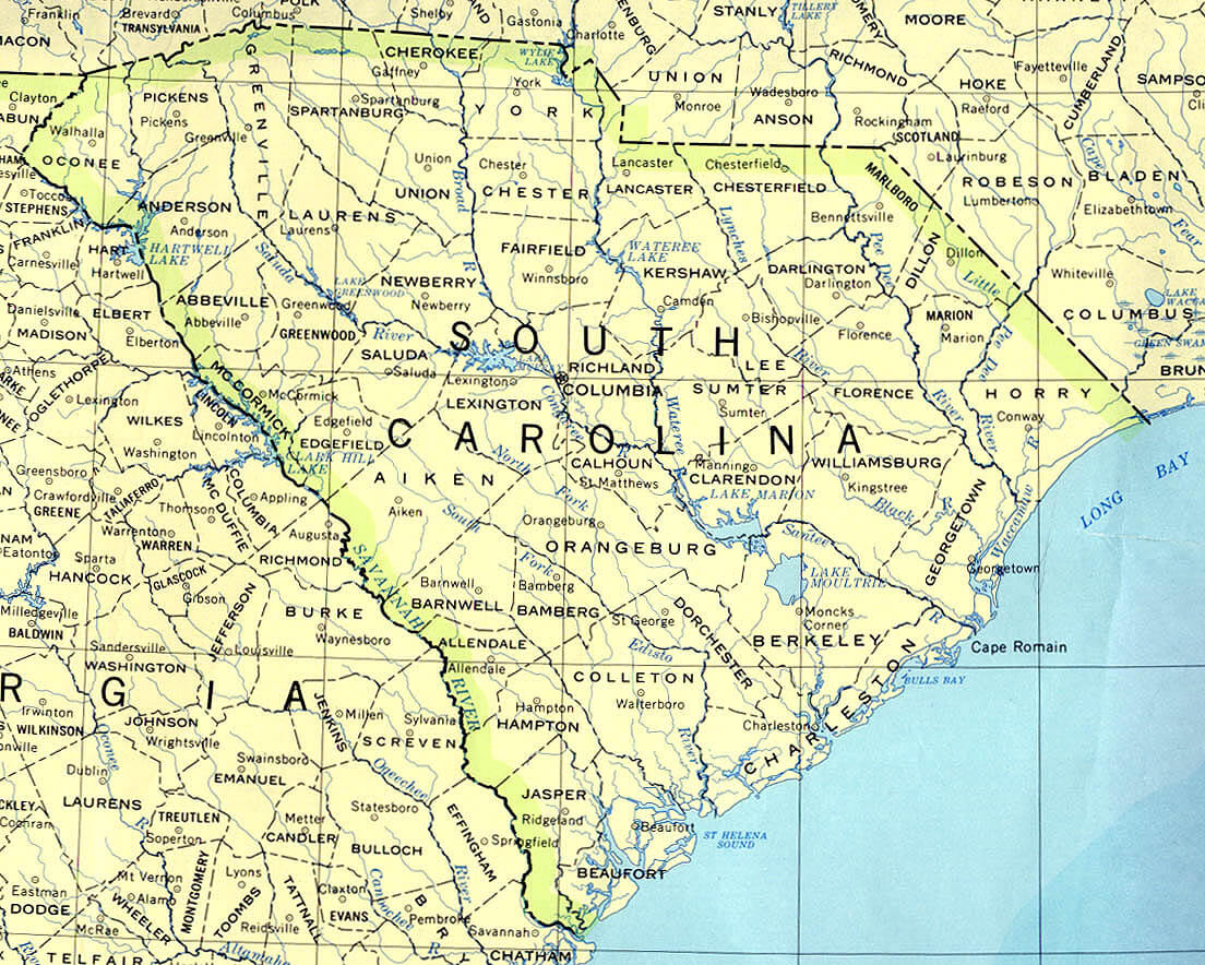 South Carolina historical map