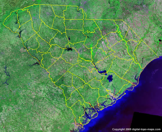 South Carolina satellite map