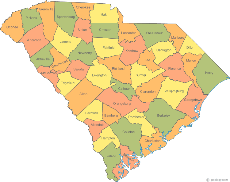 Map of the South Carolina