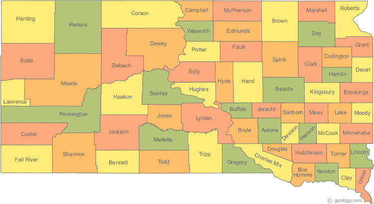 Map of the South Dakota