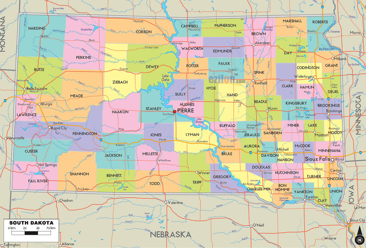 South Dakota Map Usa