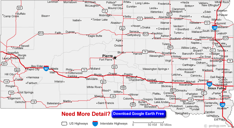 South Dakota Highways Map