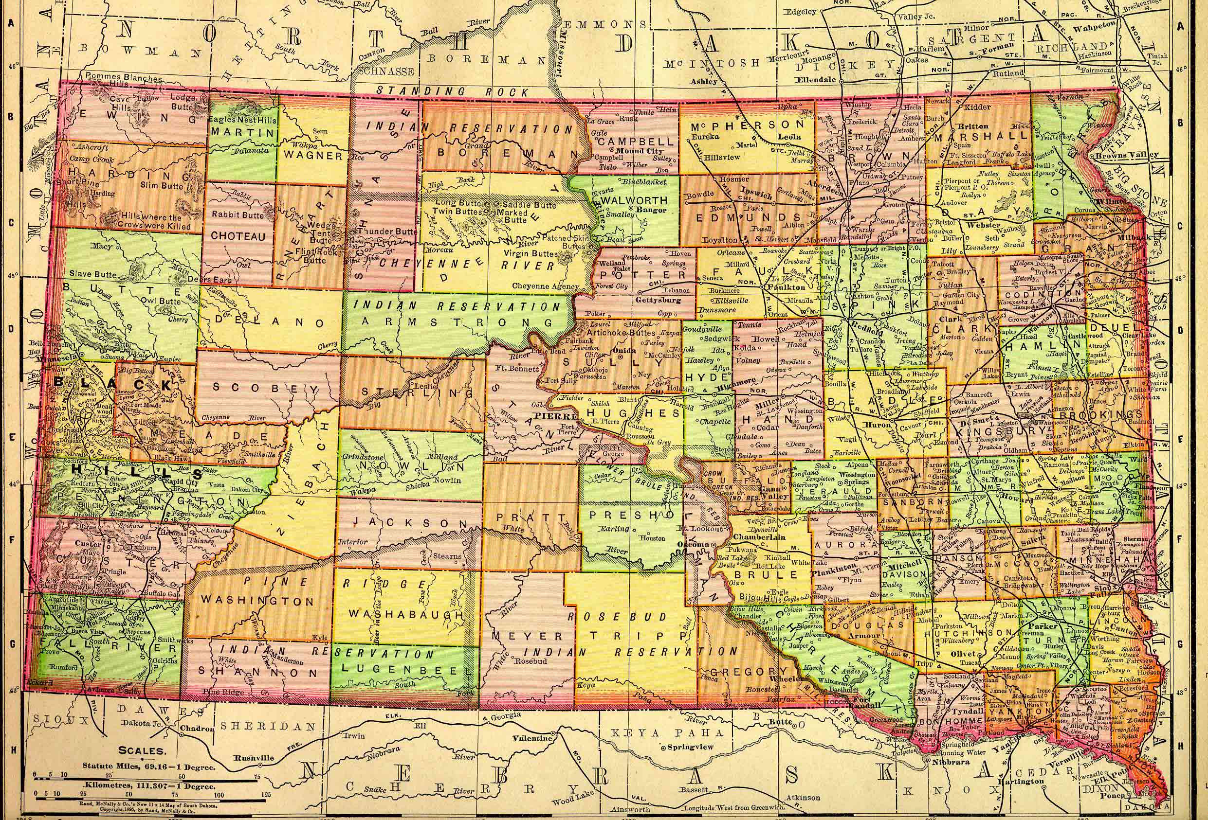 South Dakota Historical Map 1895 South Dakota Historical Map 1895