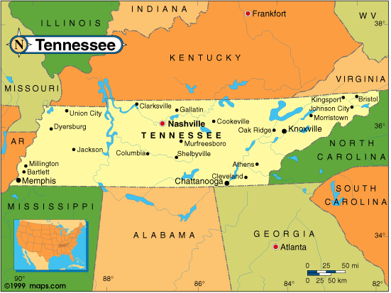 Map of the Tennessee