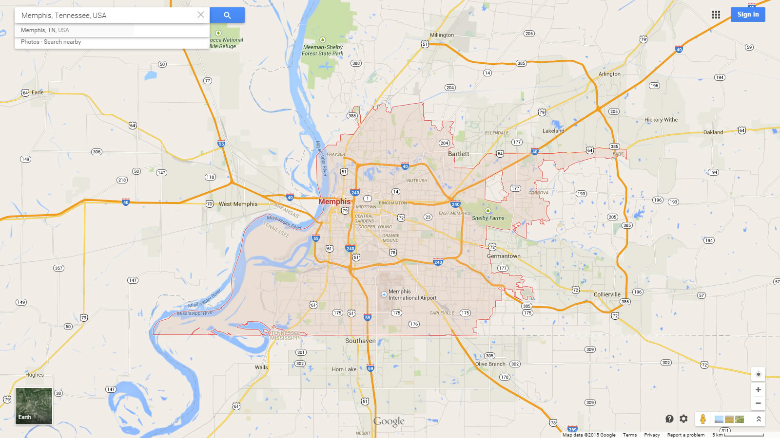 memphis map tennessee us