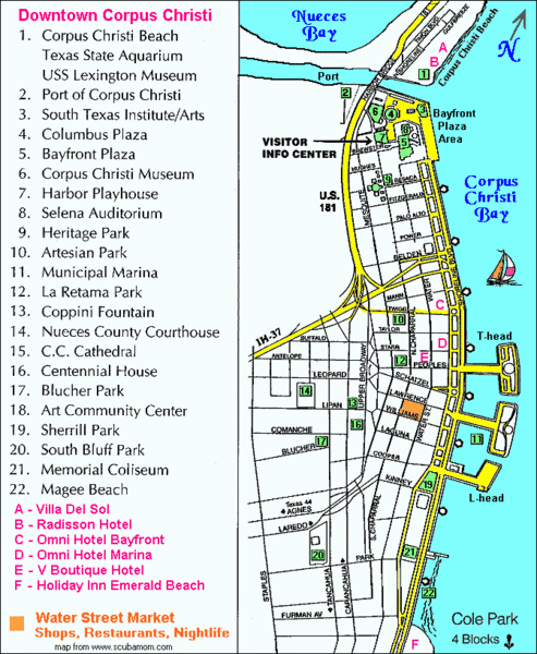 downtown map of corpus christi