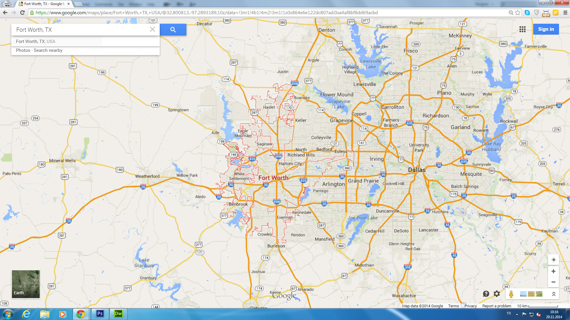 fort worth map texas us