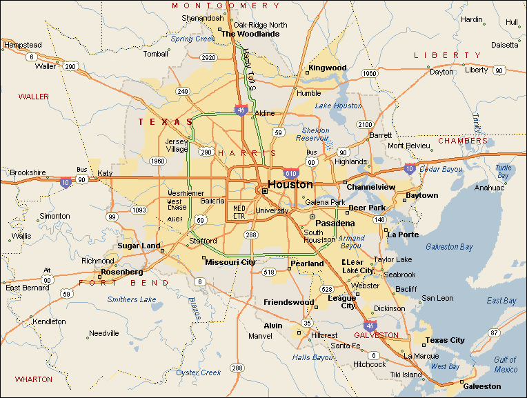 road map of houston