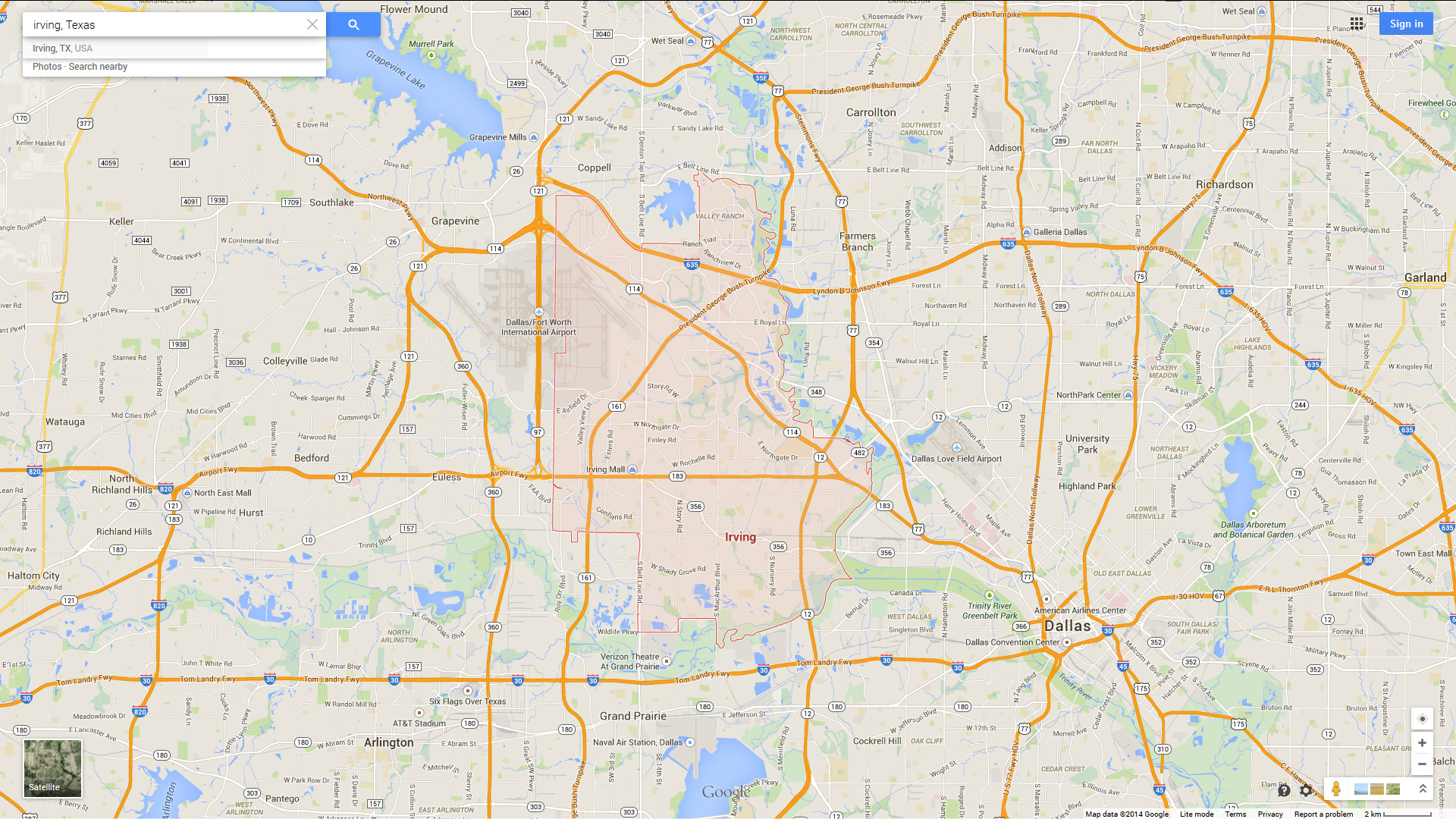 irving map texas us