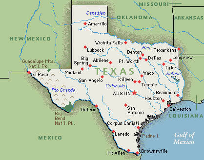 Map of Texas United States