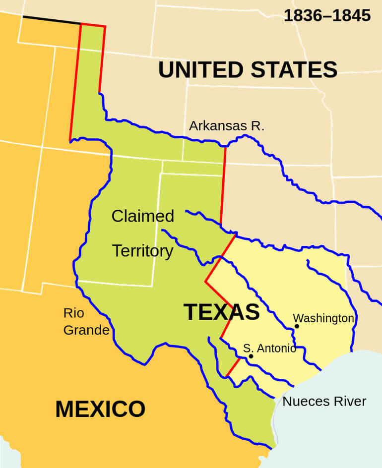 Republic of Texas Map USA 1836 1845