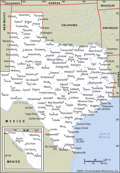 Texas Map Cities Towns