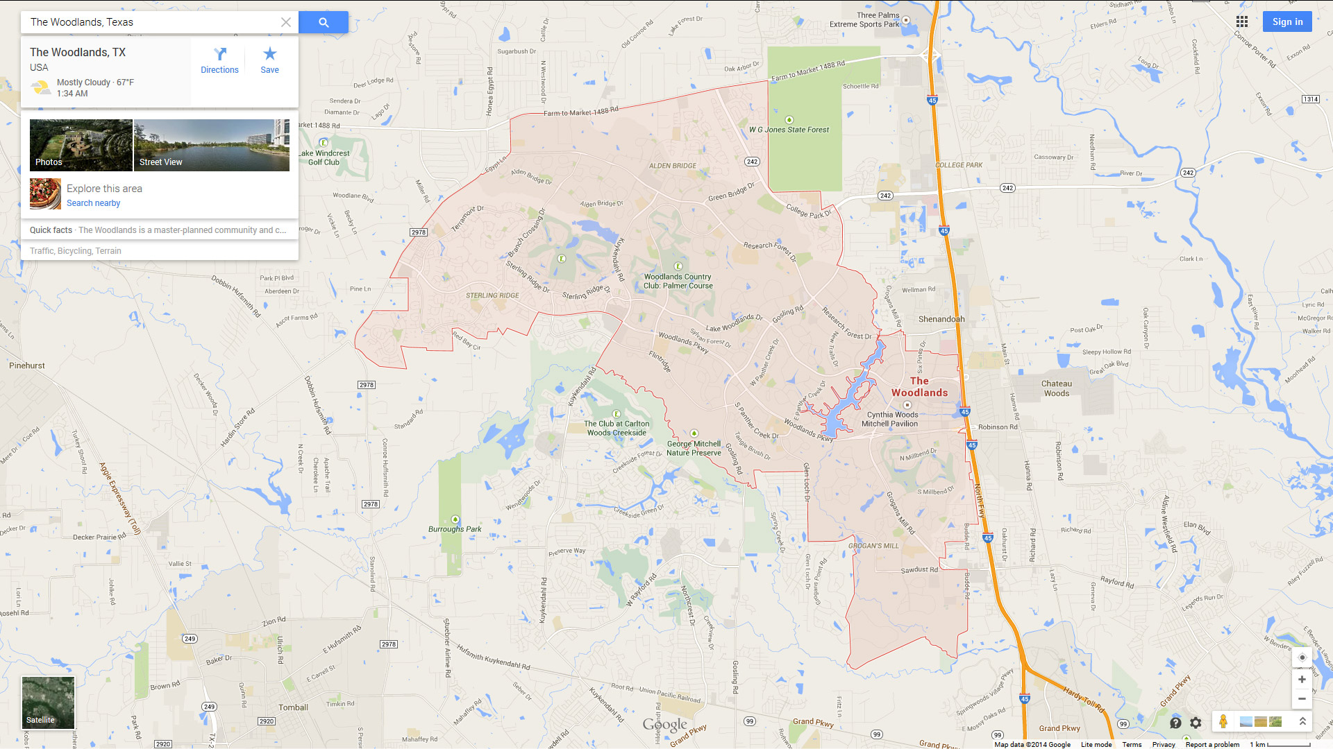 the woodlands map texas us