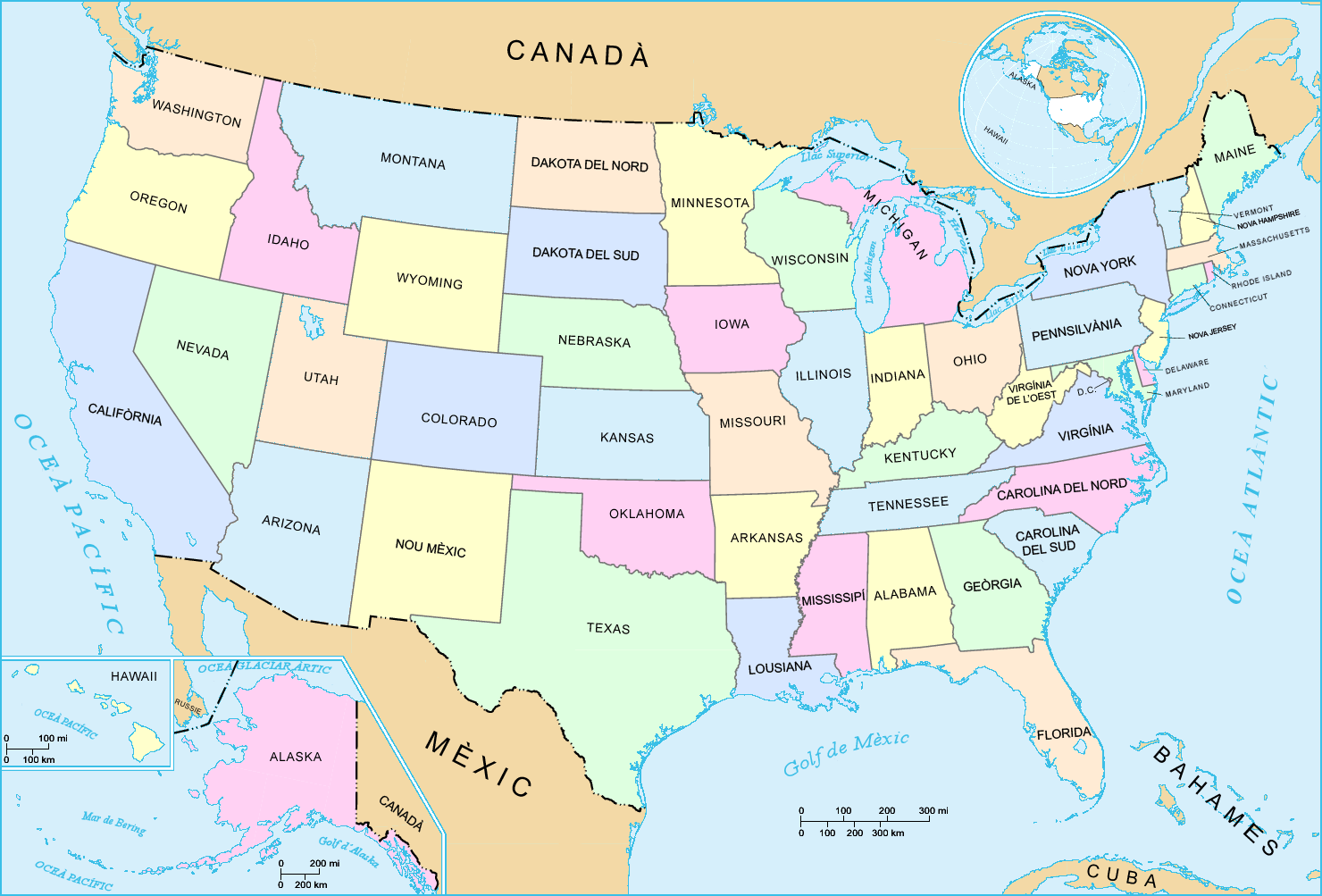 The United States Hawaii Alaska Map