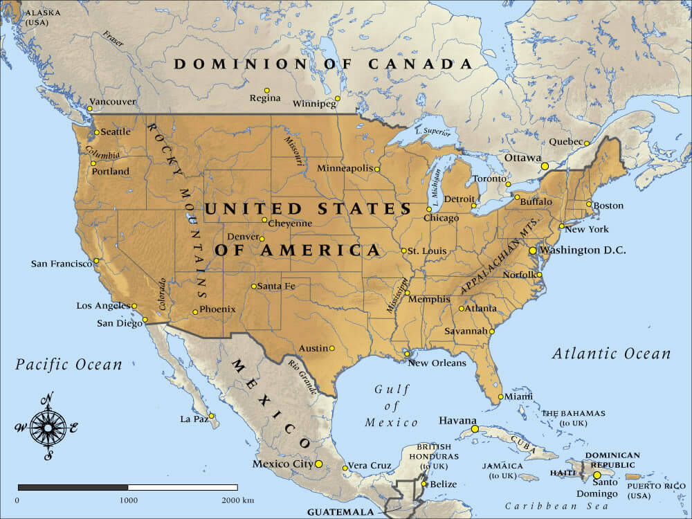 map of mexico and usa Usa Canada Mexico Map map of mexico and usa