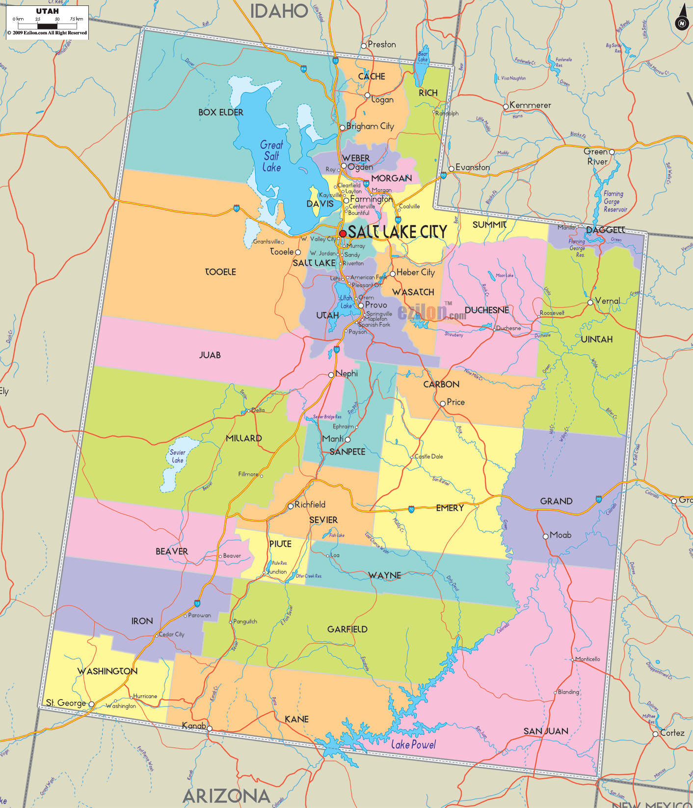 Utah County Map USA