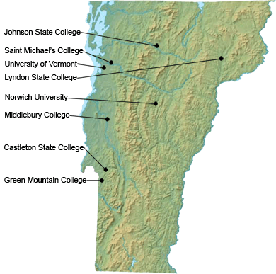 Vermont Colleges Map
