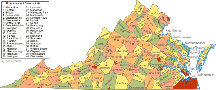 Map of the Virginia - Virginia Map