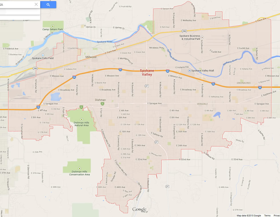 Spokane Valley Washington Map