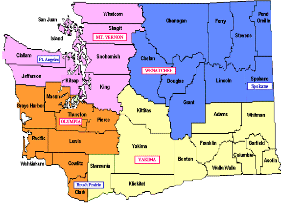 Washington Counties Map