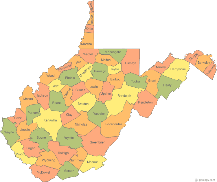 Map of the West Virginia