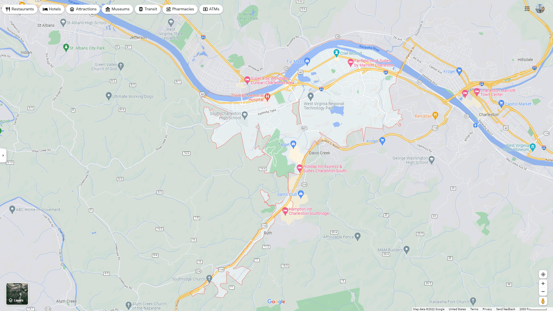 South Charleston West Virginia Map