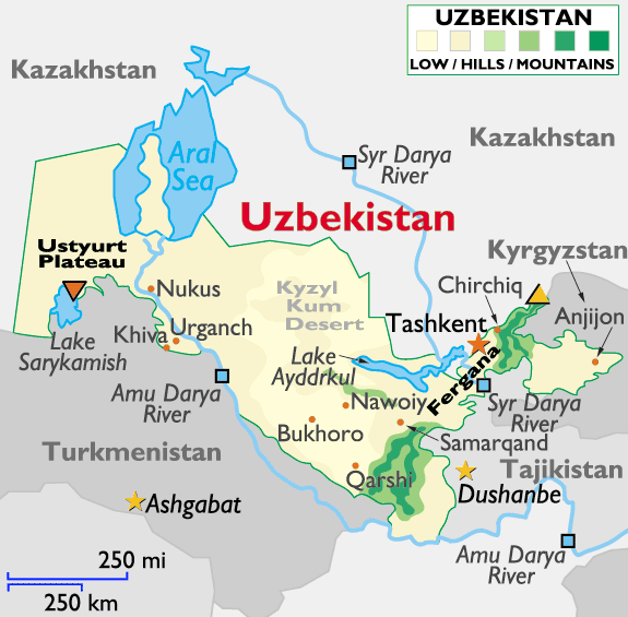 regional map of uzbekistan